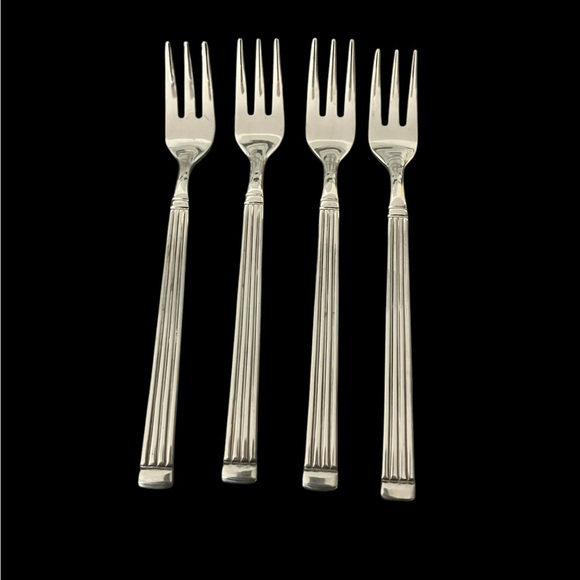 New Vintage Estia Gourmet Olympia Pattern - Lot Of 4 Cocktail Forks Korea - Picture 2 of 10